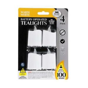 Candles |   Battery Operated Tealights Large Candles Warm White – 4 Pack Candles Candles