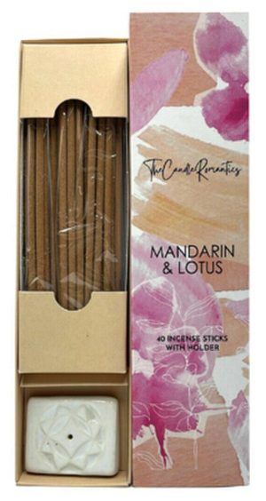 Candles |   Incense Sticks 5inch Mandarin & Lotus – 40 Sticks with Holder Candles Candles