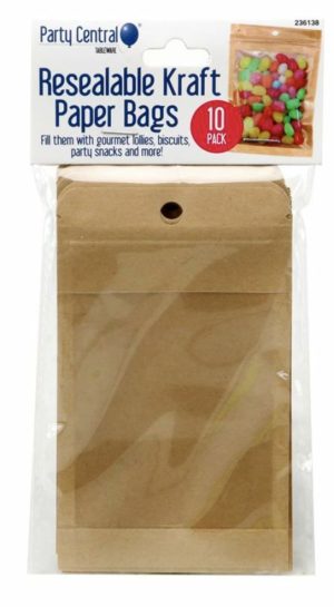 Catering Supplies |   10PCS Kraft Paper Bags Lock Eco Resealable Window Pouches 8cm x 13cm Catering Supplies Catering Supplies