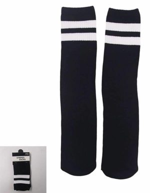 Dress Up By Colour |   Black Stripe Knee High Socks 40cm Dress Up By Colour Dress Up By Colour