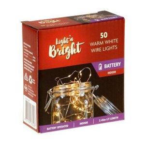 Electronics |   Copper Wire 50 Warm White Lights – Battery Operated Electronics Electronics