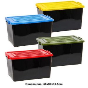 Home Storage |   55L Black Storer with Colour Lid Home & Living Home Storage