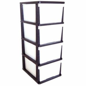 Home Storage |   Mega 4 Drawer Black & White Plastic Storage Organiser Home & Living Home Storage