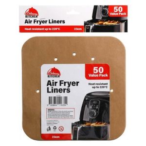 Kitchen Accessories |   Air Fryer Liners Square Sheet 23cm – 50 Pack Home & Living Kitchen Accessories