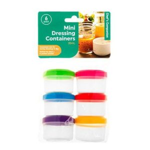 Kitchen Accessories |   Multicolour Mini Plastic Dressing Container Plastic with Lids 35ml – 6 Pack Home & Living Kitchen Accessories