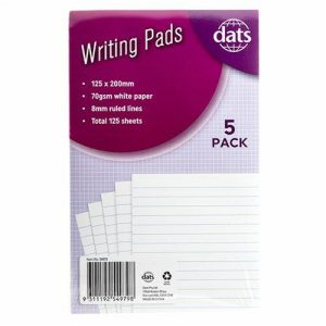 Notebooks & Notepads |   Ruled Writing Pad125x200mm 5 Pack – Total 125 Sheets Notebooks & Notepads Notebooks & Notepads