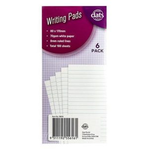 Notebooks & Notepads |   Ruled Writing Pads 80x170mm 6 Pack – Total 180 Sheets Notebooks & Notepads Notebooks & Notepads