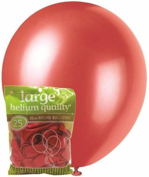 Party Decorations |   30cm Cherry Red Metallic Latex Balloons 25 Pack Party & Toys Party Decorations