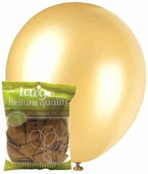 Party Decorations |   30cm Gold Metallic Latex Balloons 25 Pack Party & Toys Party Decorations