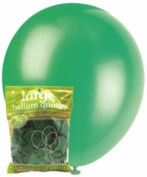 Party Decorations |   30cm Green Metallic Latex Balloons 25 Pack Party & Toys Party Decorations