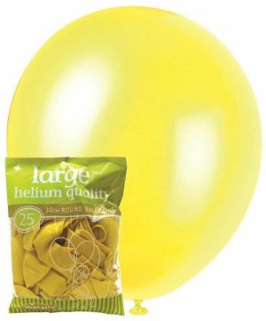 Party Decorations |   30cm Yellow Metallic Latex Balloons 25 Pack Party & Toys Party Decorations