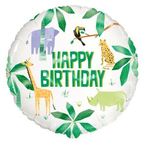 Party Decorations |   45cm Animal Safari Happy Birthday Foil Balloon Party & Toys Party Decorations