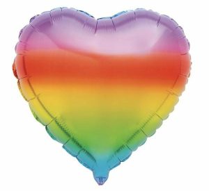 Party Decorations |   45cm Gradient Rainbow Heart Foil Balloon Party & Toys Party Decorations