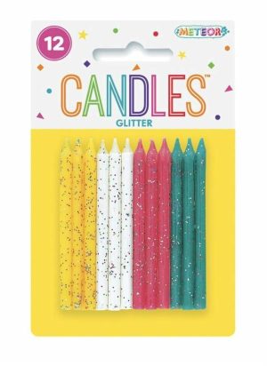 Party Decorations |   Glitter Candles Multi 12 Pack Party & Toys Party Decorations