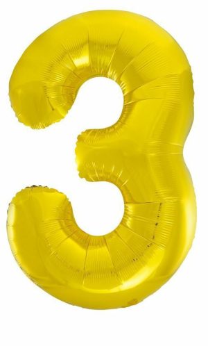 Party Decorations |   Gold 3 Number Foil Balloon 86cm Party & Toys Party Decorations