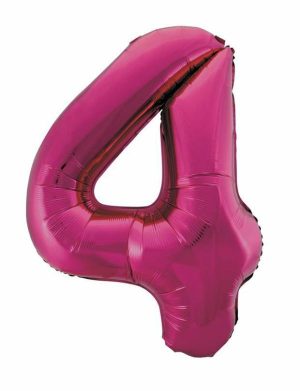 Party Decorations |   Hot Pink Number 4 Foil Balloon 86cm Party & Toys Party Decorations