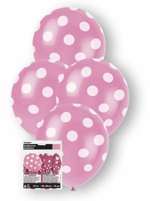 Party Decorations |   Hot Pink Polka Dot 30cm Latex Balloons 6 Pack Party & Toys Party Decorations