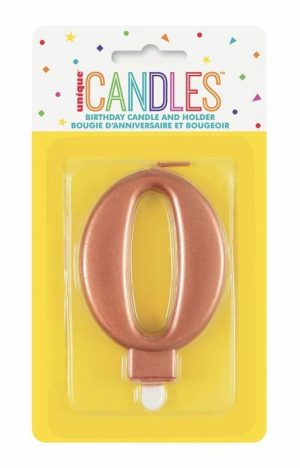 Party Decorations |   Numeral Candle 0 – Metallic Rose Gold Party & Toys Party Decorations