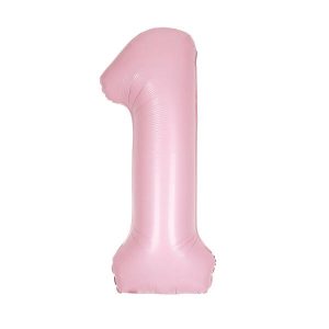 Party Decorations |   Pastel Matte Pink Number 1 Foil Balloon 86cm Party & Toys Party Decorations