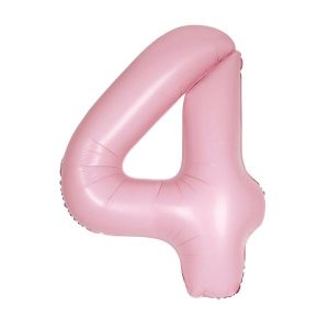 Party Decorations |   Pastel Matte Pink Number 4 Foil Balloon 86cm Party & Toys Party Decorations