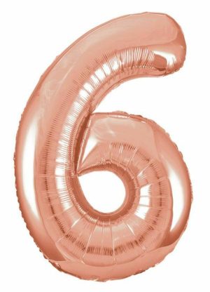 Party Decorations |   Rose Gold Number 6 Foil Balloon 86cm Party & Toys Party Decorations