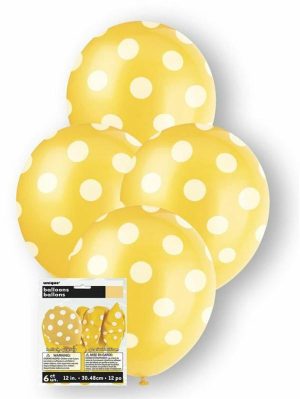 Party Decorations |   Sunflower Yellow Polka Dot 30cm Latex Balloons 6 Pack Party & Toys Party Decorations