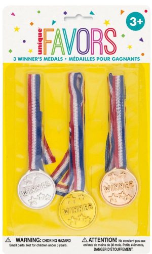 Party Favors |   3 Winner Medals – Gold, Silver & Bronze Party & Toys Party Favors