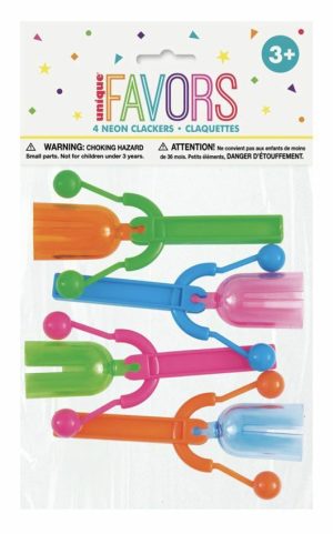 Party Favors |   4 Neon Clacker Noisemakers Party & Toys Party Favors