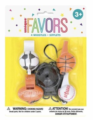 Party Favors |   4 Sport Ball Whistles Party & Toys Party Favors