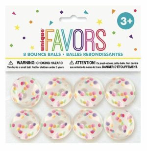 Party Favors |   8 Bounce Balls – Confetti 32.5mm Party & Toys Party Favors