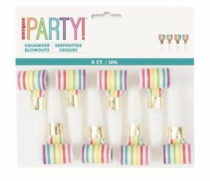 Party Favors |   Party Rainbow Stripe Squawker Blowouts 8 Pack Party & Toys Party Favors