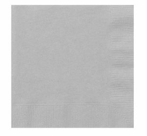 Party Tableware |   20 Pack Silver Luncheon Napkins – 2 Ply 33cm x 33cm Party & Toys