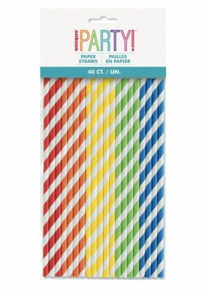 Party Tableware |   40 Paper Straws Assorted Colours Party & Toys