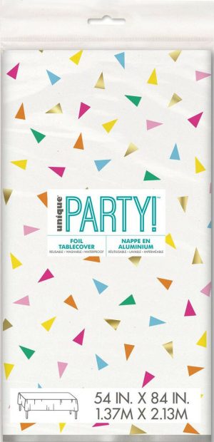 Party Tableware |   Bright Triangle Birthday Printed Foil Tablecover 137cm x 213cm Party & Toys