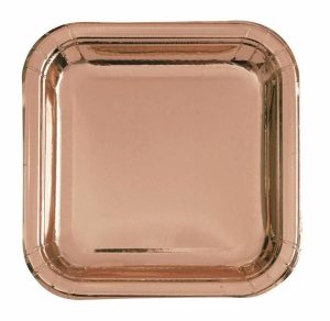 Party Tableware |   Glitz Rose Gold Foil Square Paper Plates 18cm 10 Pack Party & Toys