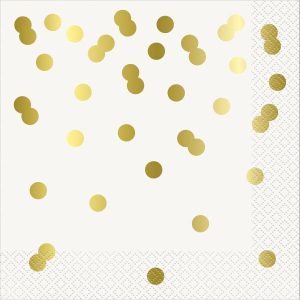 Party Tableware |   Gold Confetti Dots 16 Foil Stamped Luncheon Napkins 2ply 33cm x 33cm Party & Toys