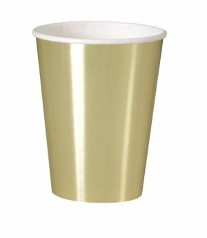 Party Tableware |   Gold Foil Paper Paper Cups 355ml 8 Pack Party & Toys