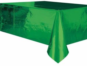 Party Tableware |   Green Foil Plastic Tablecover Rectangle 137cm x 274cm Party & Toys