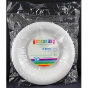 Party Tableware |   Reusable White 180mm Plastic Bowls 8 Pack Party & Toys