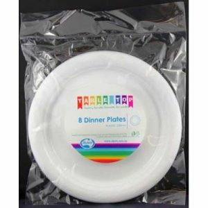 Party Tableware |   Reusable White 230mm Plastic Dinner Plates 8 Pack Party & Toys