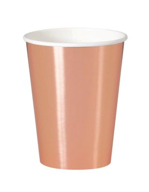 Party Tableware |   Rose Gold Foil Paper Paper Cups 355ml 8 Pack Party & Toys