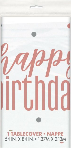 Party Tableware |   Rose Gold Happy Birthday Printed Tablecover 137cm x 213cm Party & Toys