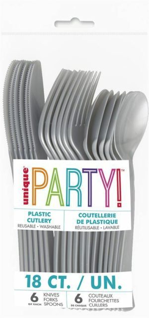 Party Tableware |   Silver Assorted Reusable Cutlery 18 Pack Party & Toys