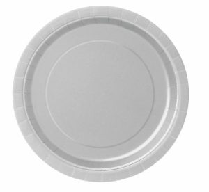 Party Tableware |   Silver Round Paper Plates 8 Pack 18cm Party & Toys