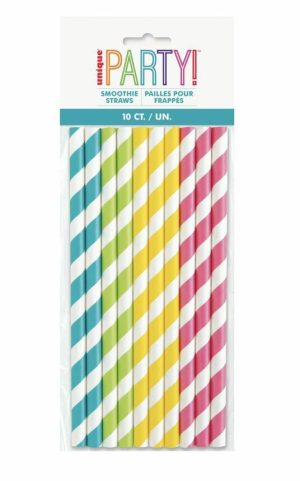 Party Tableware |   Smoothie Paper Straws Assorted Colours 10 Pack Party & Toys