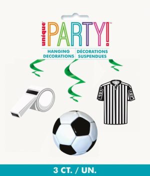 Party Themes |   3D Soccer Hanging Swirls Decoration 66cm 3 Pack Party & Toys Party Themes