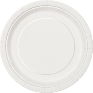 Party Themes |   Bright White Round Paper Plates 8 Pack 18cm Party & Toys Party Themes