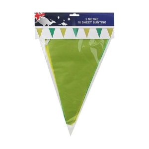 Party Themes |   Green & Gold Triangular Bunting 5m Party & Toys Party Themes