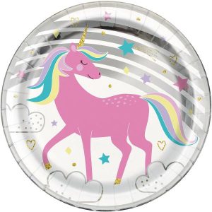 Party Themes |   Magical Unicorn Foil Stamped Paper Plates 23cm 8 Pack Party & Toys Party Themes