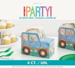 Party Themes |   Partying Dino 3D Pop Up Snack Trays 4 Pack Party & Toys Party Themes